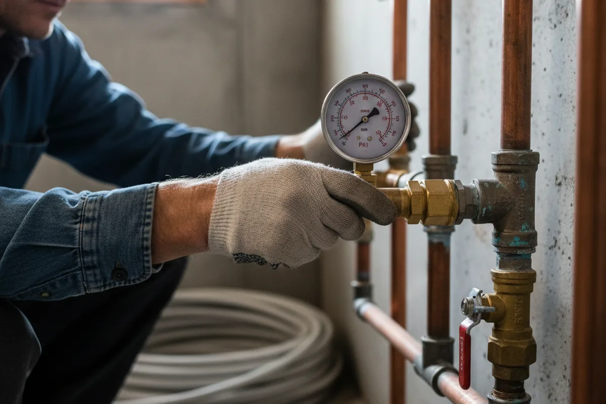 Pressure testing a repaired line during Water Line Repair in Hookerton